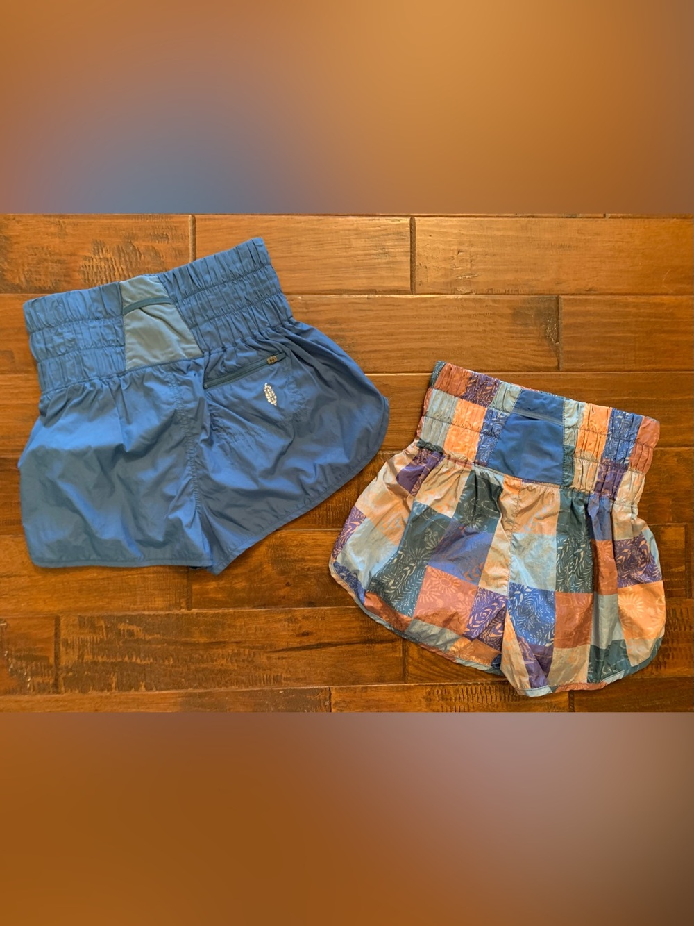 FP Movement by Free People Blue Athletic Shorts + Multi-Color Patchwork Shorts - Picture 4 of 9